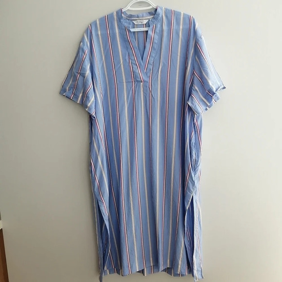 & Other Stories Striped Lyocell A-Line Midi Short Sleeve Shirt Dress Oversize 6 - Picture 2 of 15